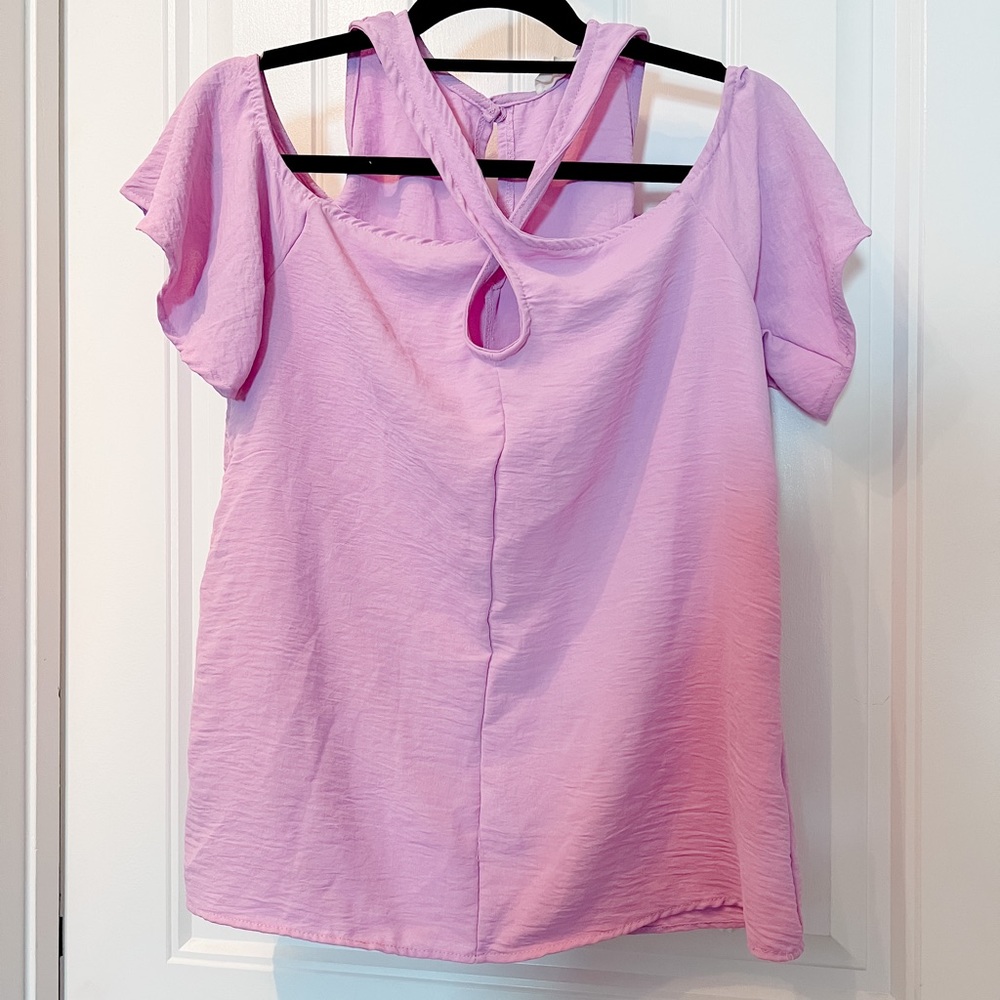 First Impressions | Orchid Purple Cold-Shoulder Top | Size S